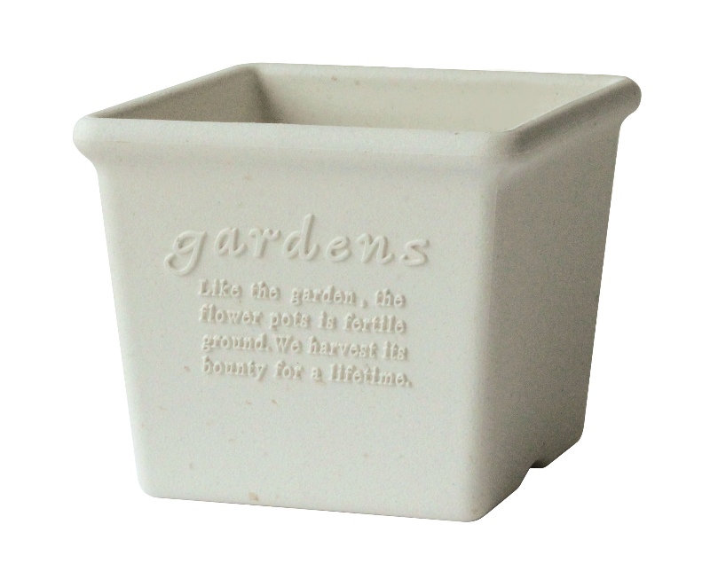 vaso quadrato papier bianco hachiman minimal per piante verdi